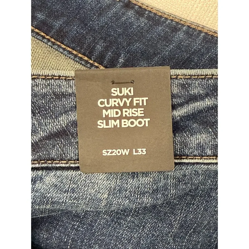 Silver Jeans Suki Curvy Fit Mid Rise Slim Boot Jeans Womens 20 33 Indigo NWT $84